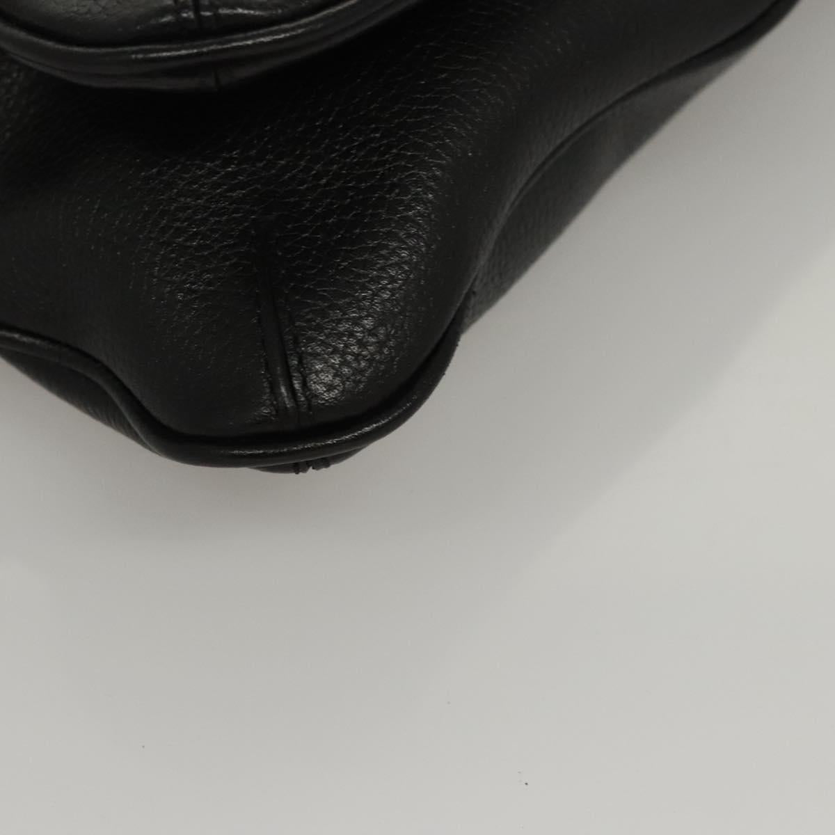 MCM Chain Shoulder Bag Leather Black Gold Auth MY306