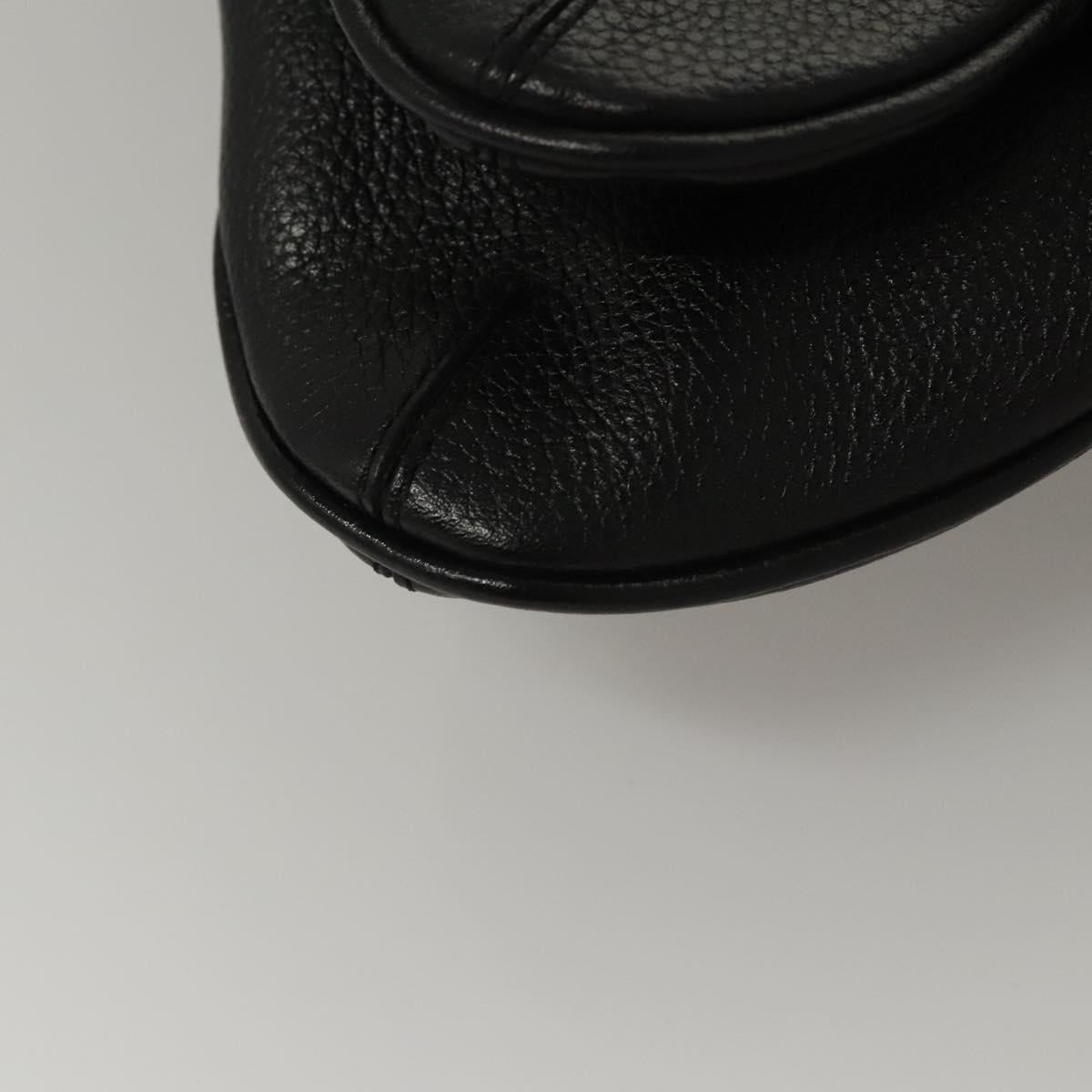 MCM Chain Shoulder Bag Leather Black Gold Auth MY306