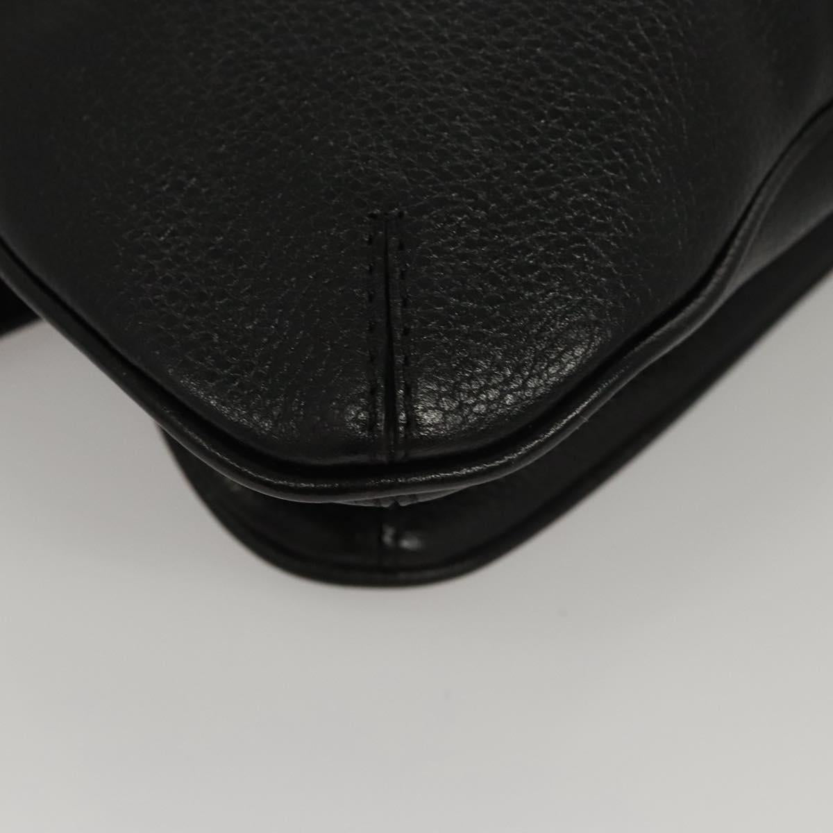 MCM Chain Shoulder Bag Leather Black Gold Auth MY306