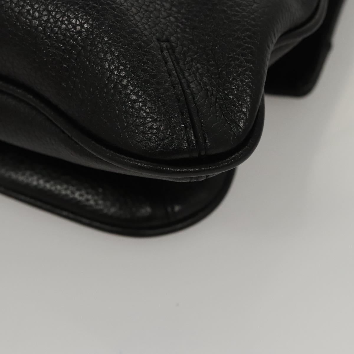 MCM Chain Shoulder Bag Leather Black Gold Auth MY306