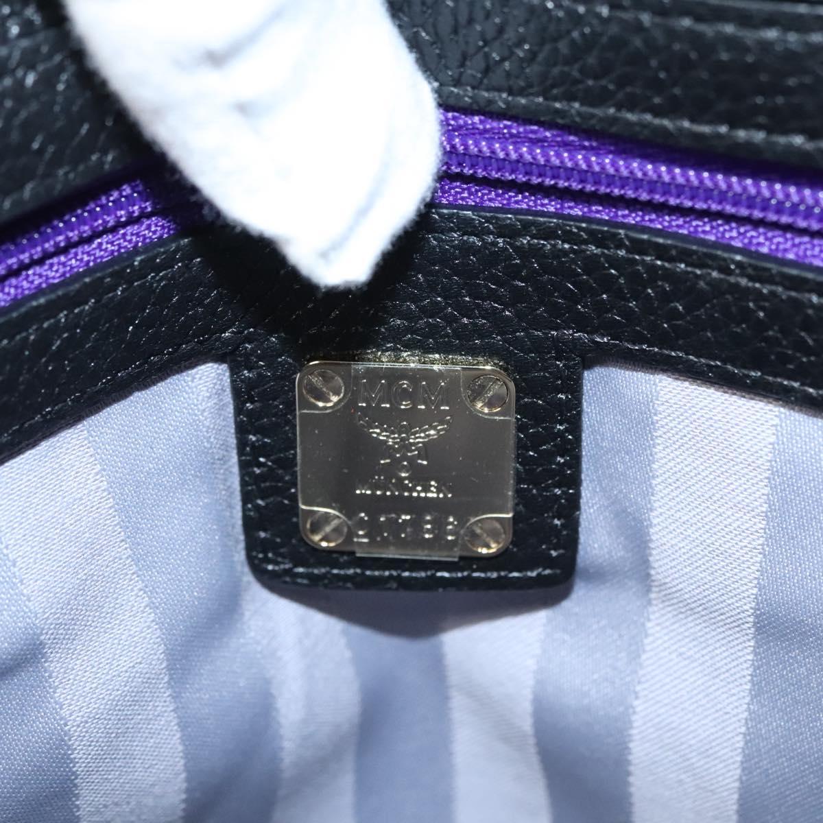 MCM Chain Shoulder Bag Leather Black Gold Auth MY306