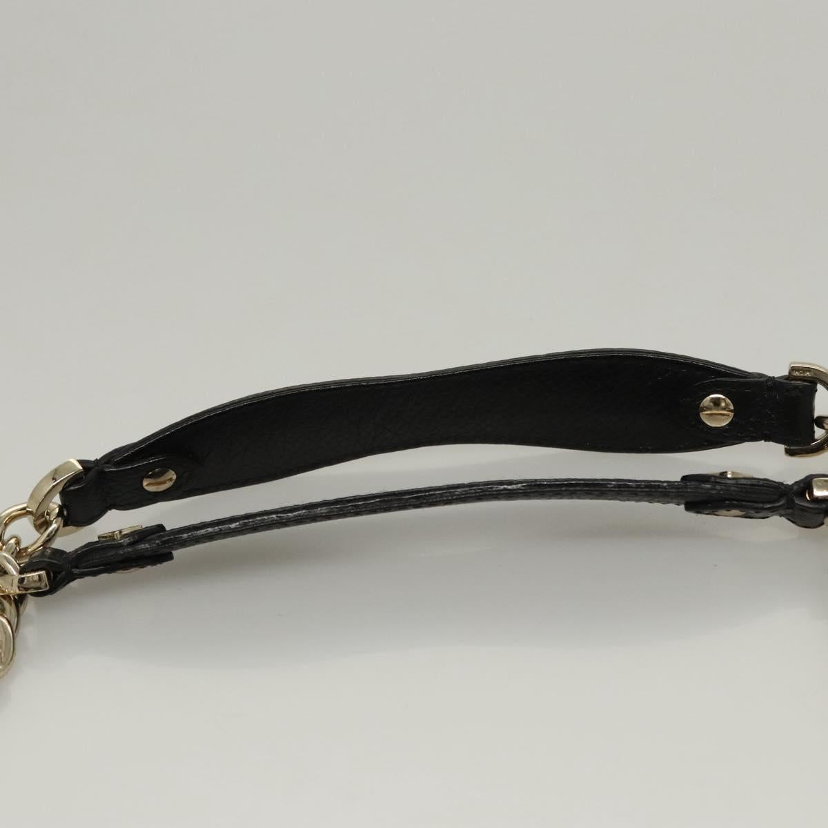 MCM Chain Shoulder Bag Leather Black Gold Auth MY306