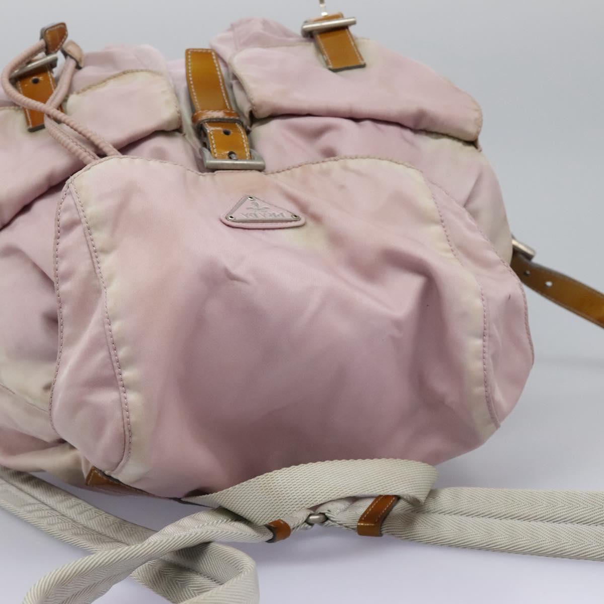 PRADA Backpack Nylon Pink Silver Auth MY315