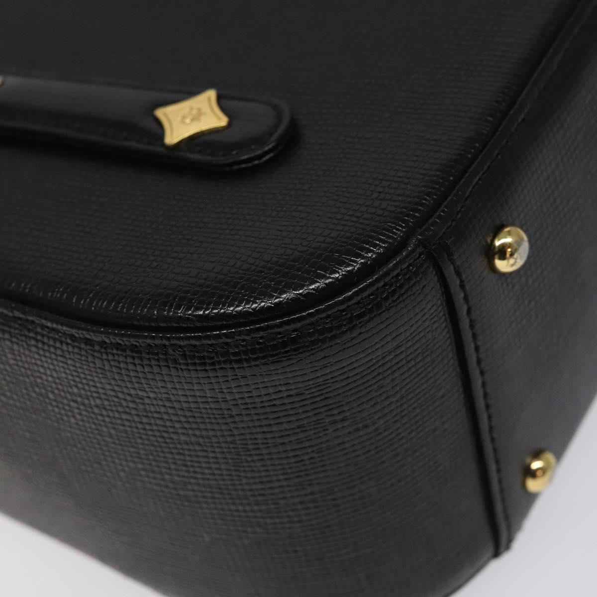MCM Hand Bag Leather Black Gold Auth MY326