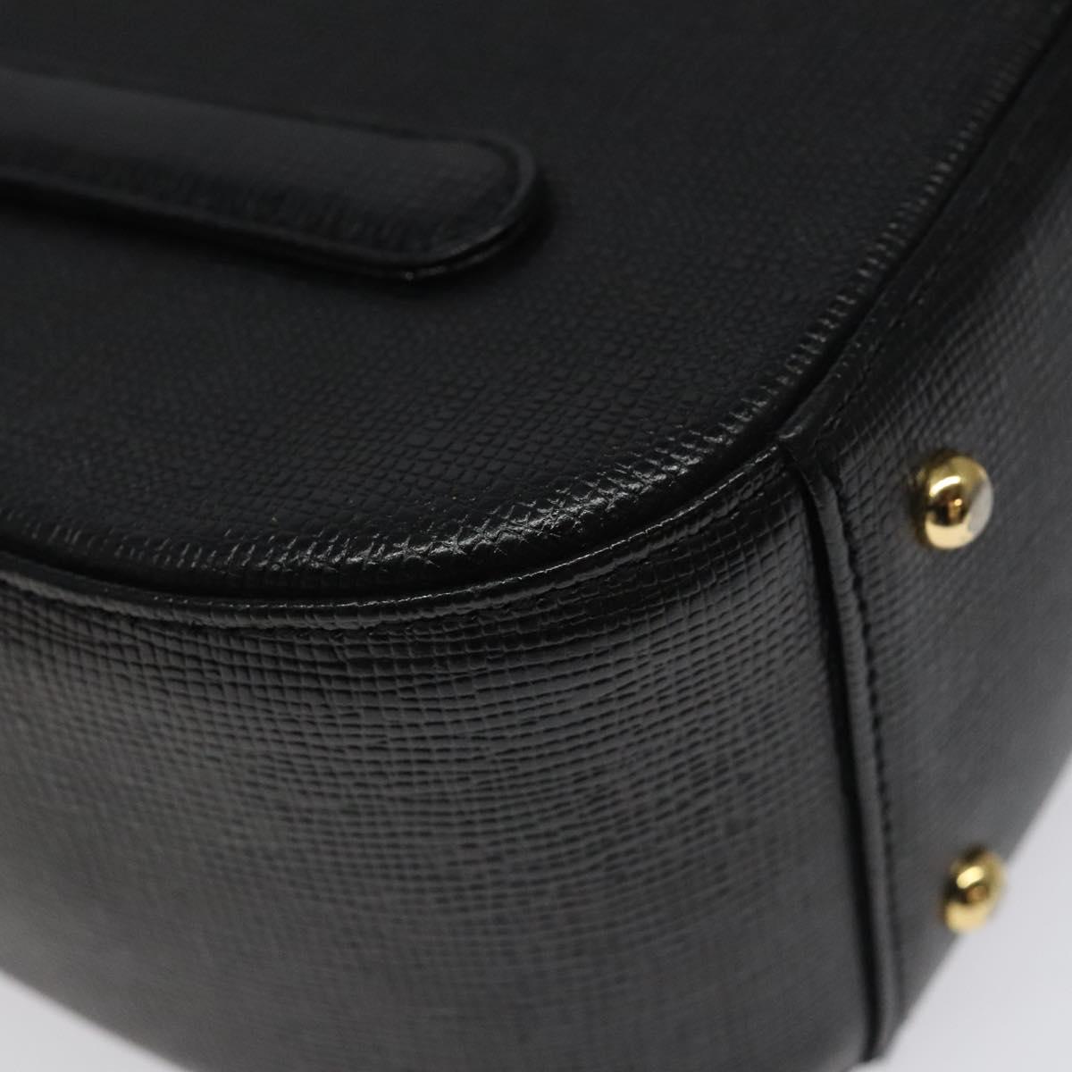 MCM Hand Bag Leather Black Gold Auth MY326