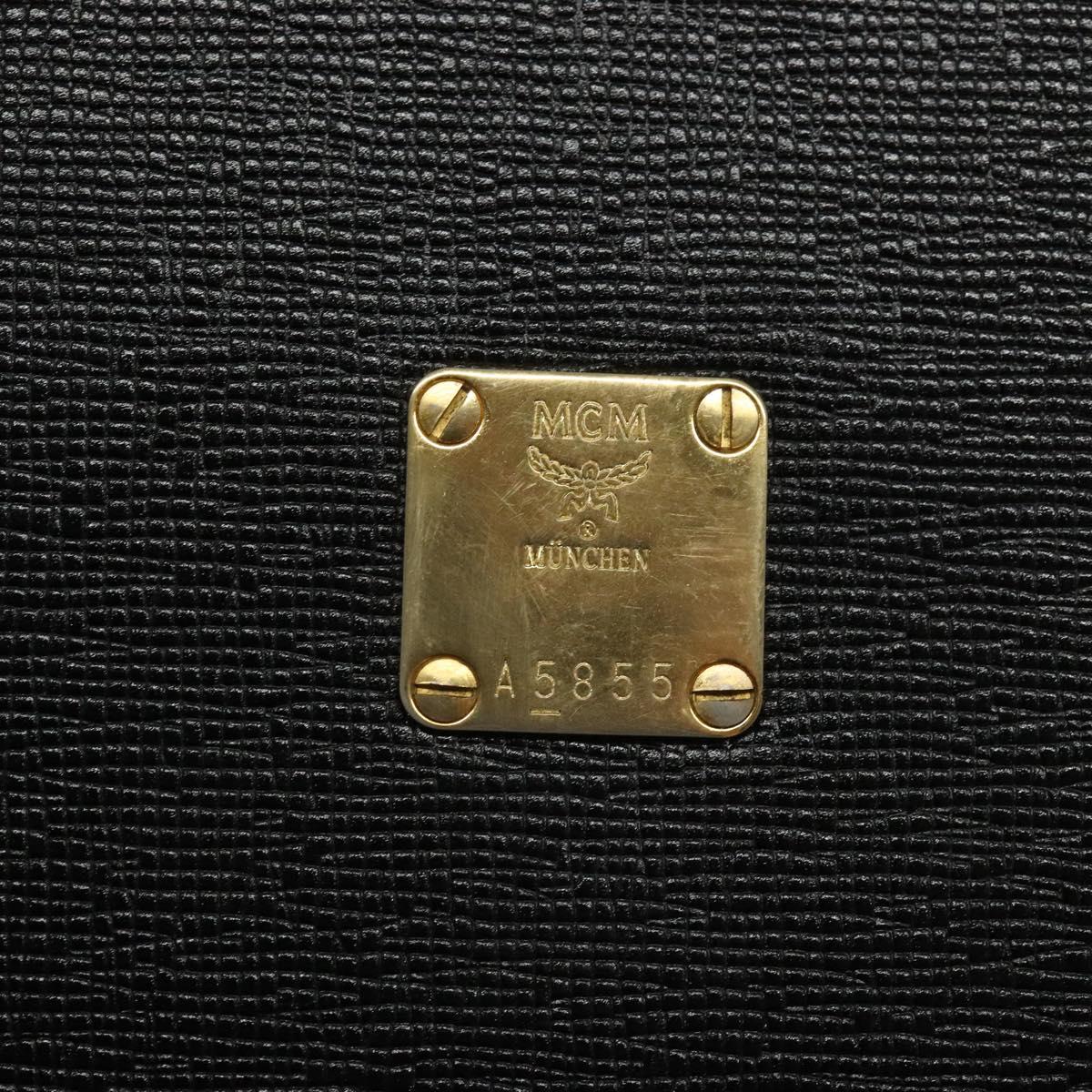 MCM Hand Bag Leather Black Gold Auth MY326