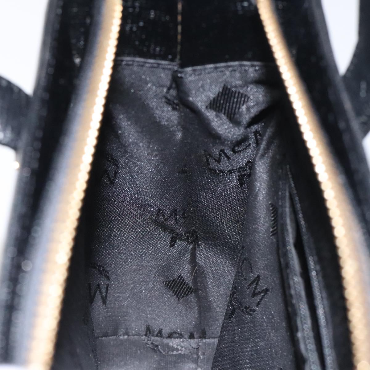 MCM Hand Bag Leather Black Gold Auth MY326