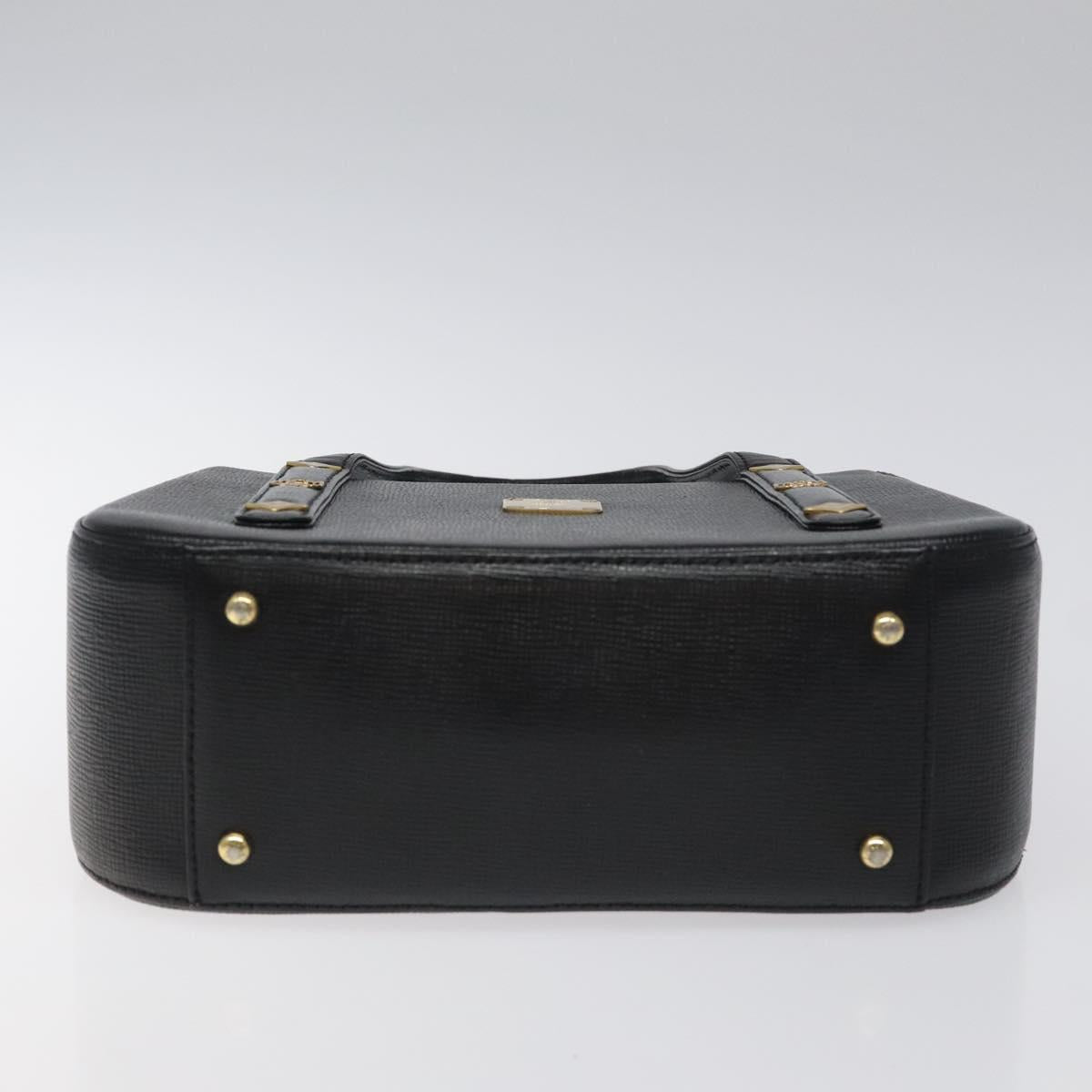 MCM Hand Bag Leather Black Gold Auth MY326