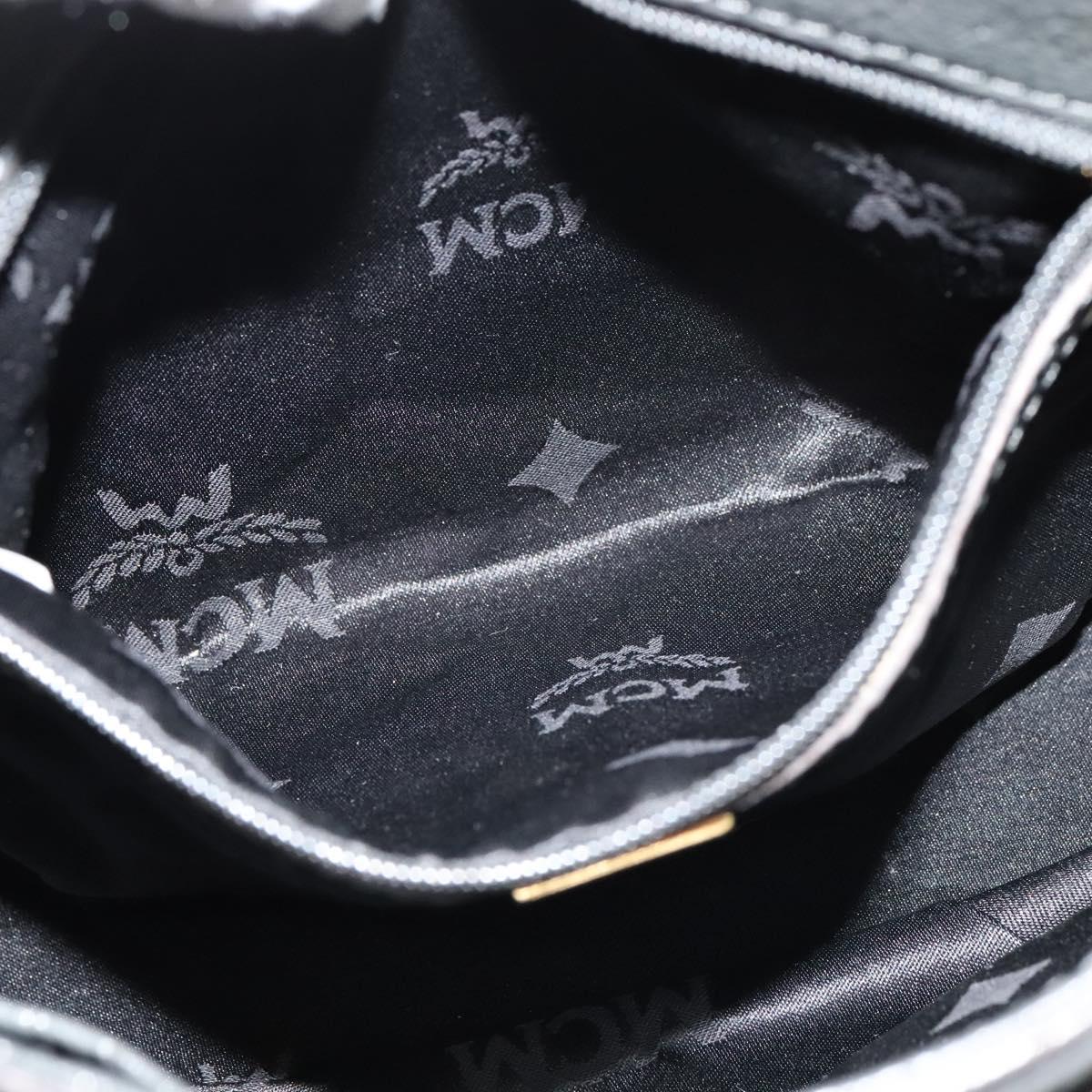 MCM Chain Shoulder Bag Leather Gray Gold Auth MY336