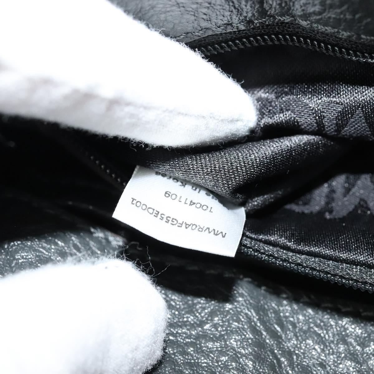 MCM Chain Shoulder Bag Leather Gray Gold Auth MY336