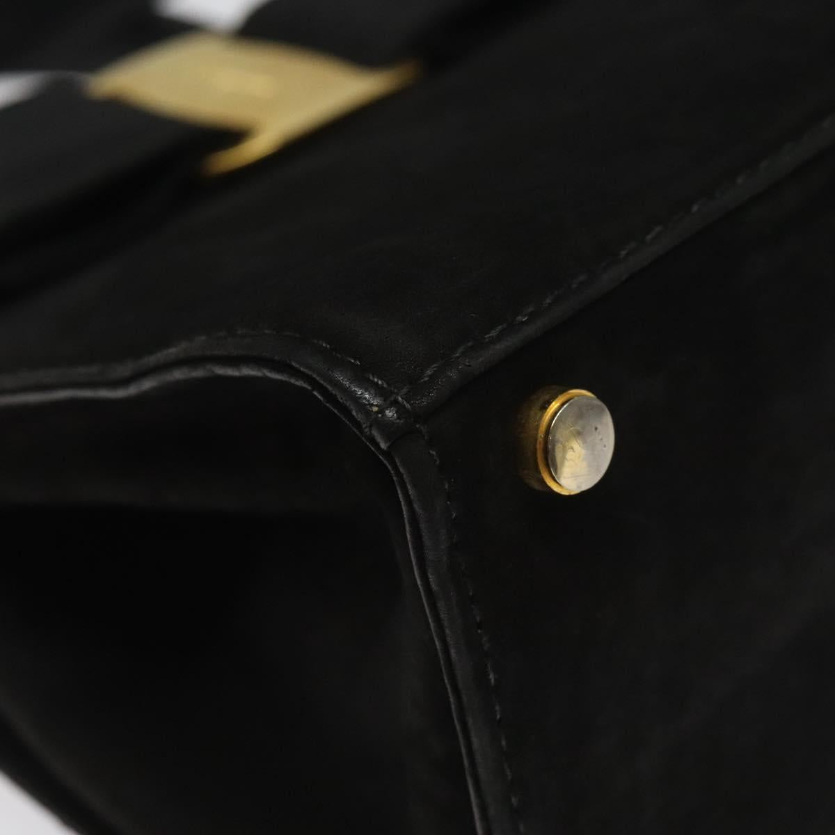 Salvatore Ferragamo Vala Hand Bag Suede Black Auth MY347