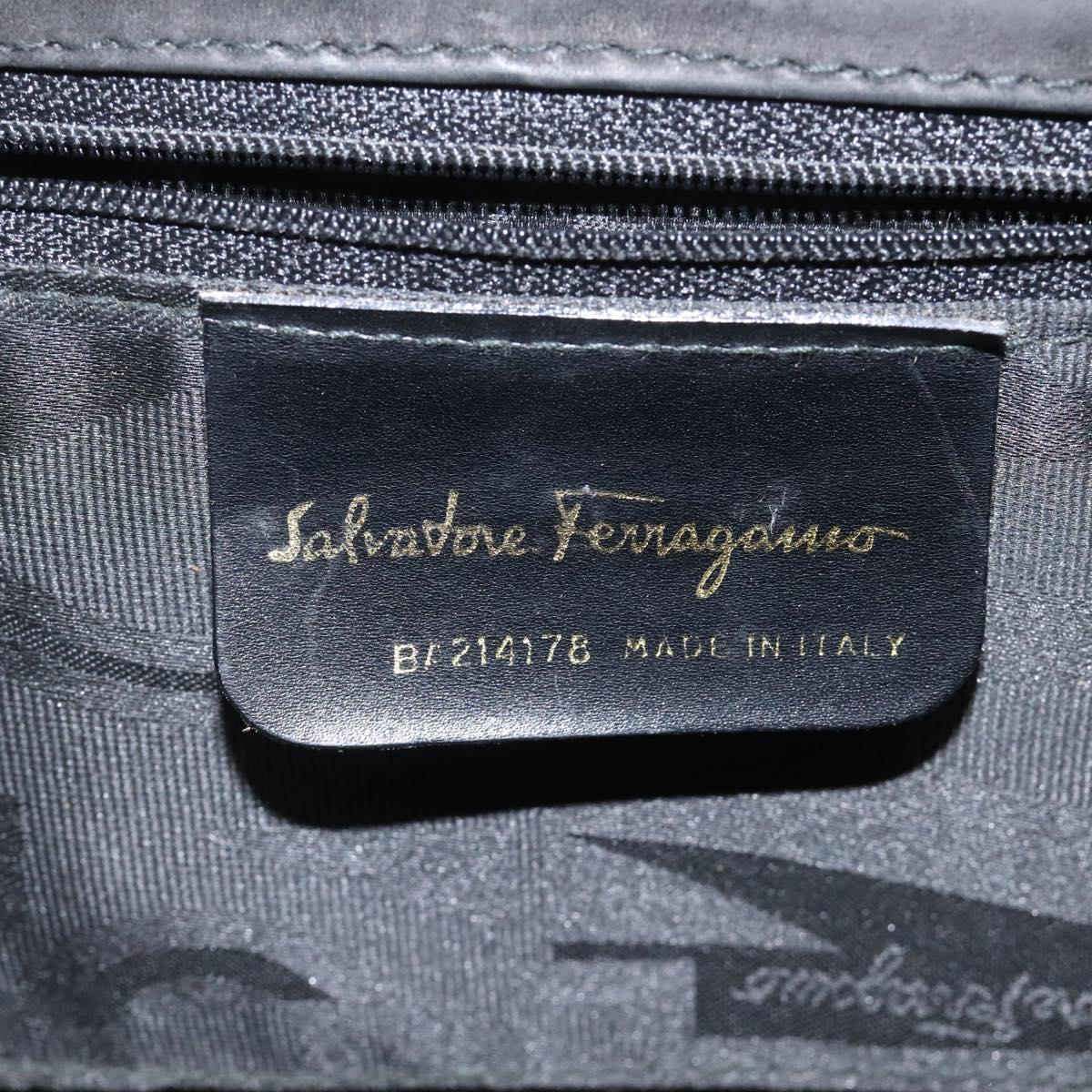 Salvatore Ferragamo Vala Hand Bag Suede Black Auth MY347