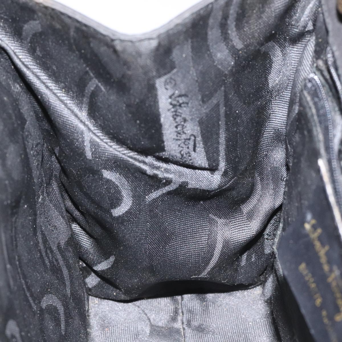 Salvatore Ferragamo Vala Hand Bag Suede Black Auth MY347