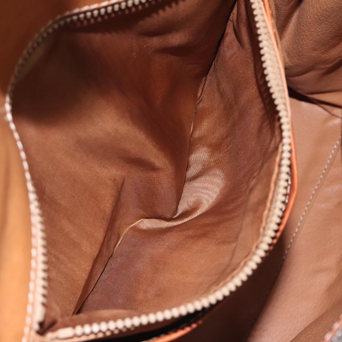 CELINE Macadam Canvas Hand Bag PVC Leather Brown Gold Auth MY371