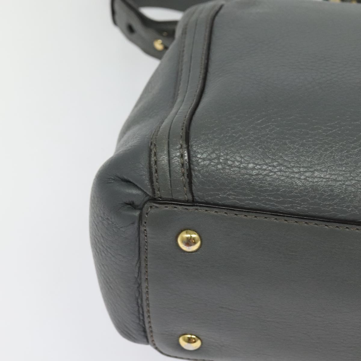 MCM Hand Bag Leather 2way Gray Gold Auth MY375