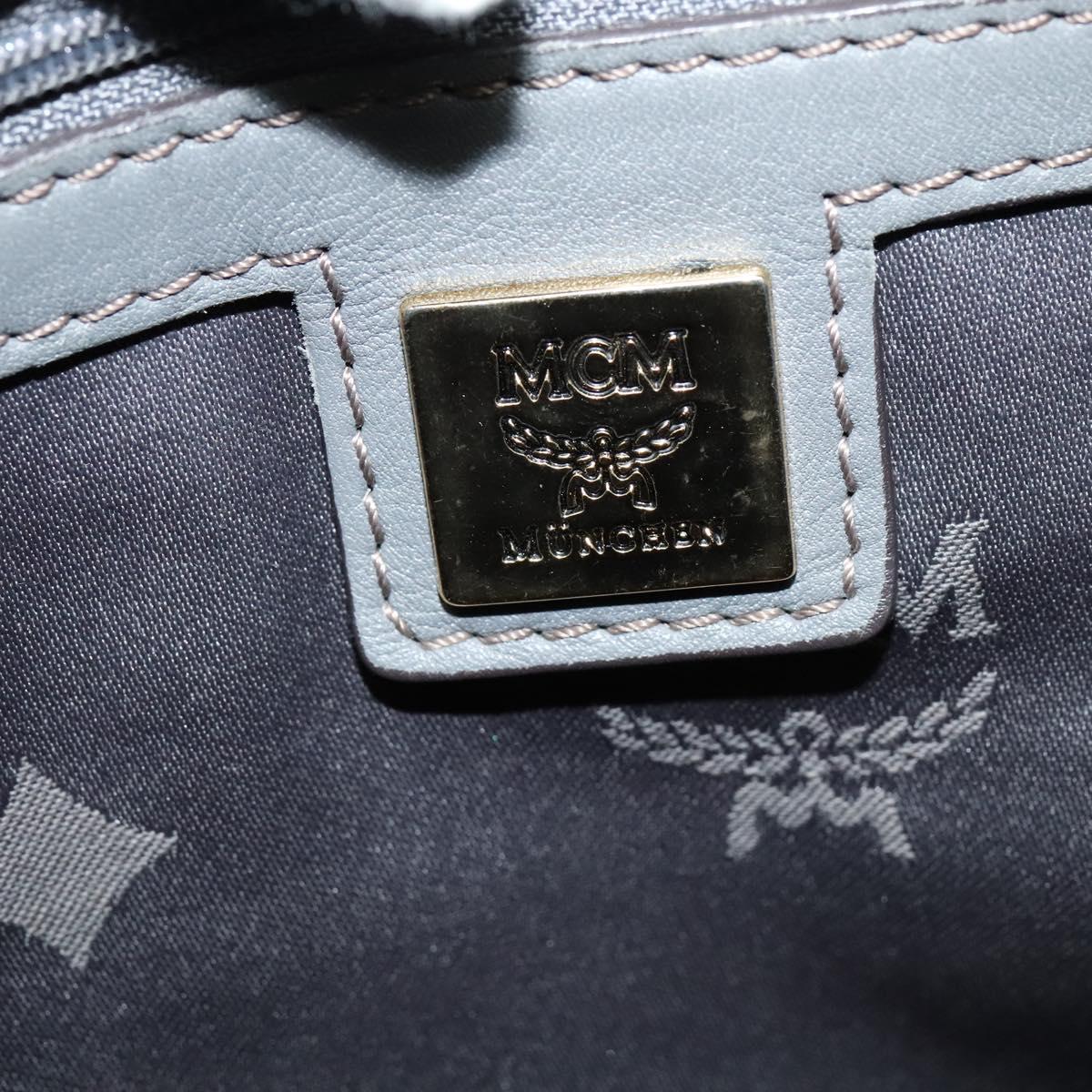 MCM Hand Bag Leather 2way Gray Gold Auth MY375