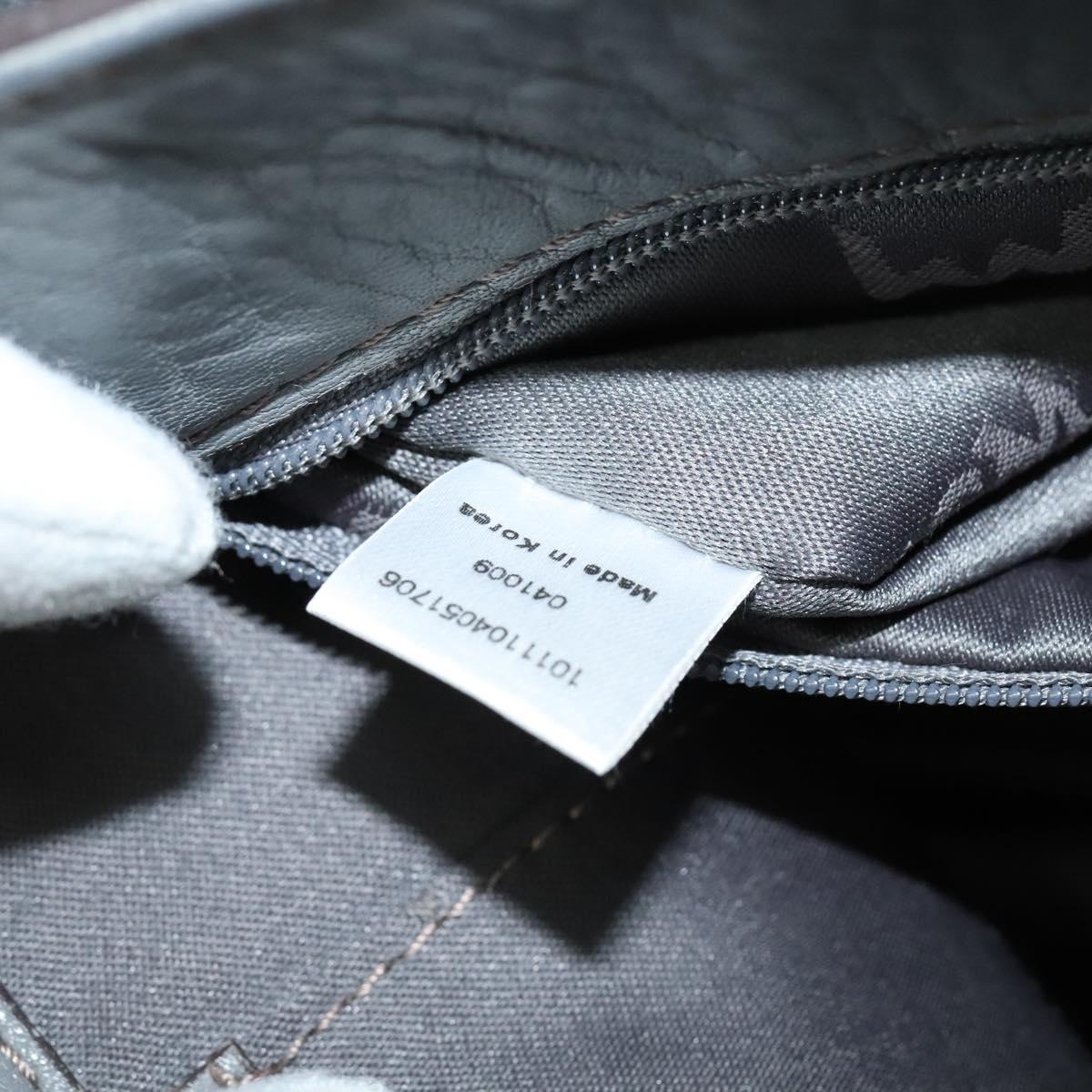 MCM Hand Bag Leather 2way Gray Gold Auth MY375