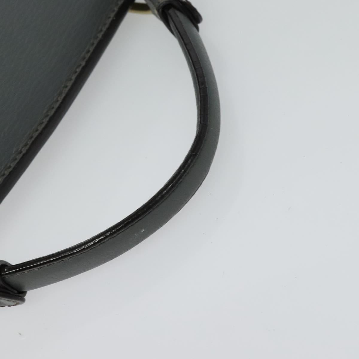 MCM Hand Bag Leather 2way Gray Gold Auth MY375