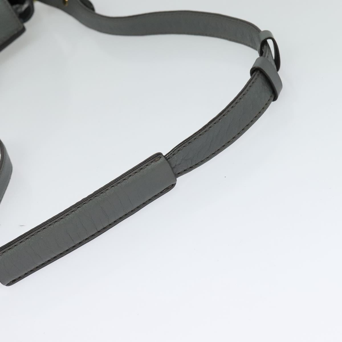 MCM Hand Bag Leather 2way Gray Gold Auth MY375