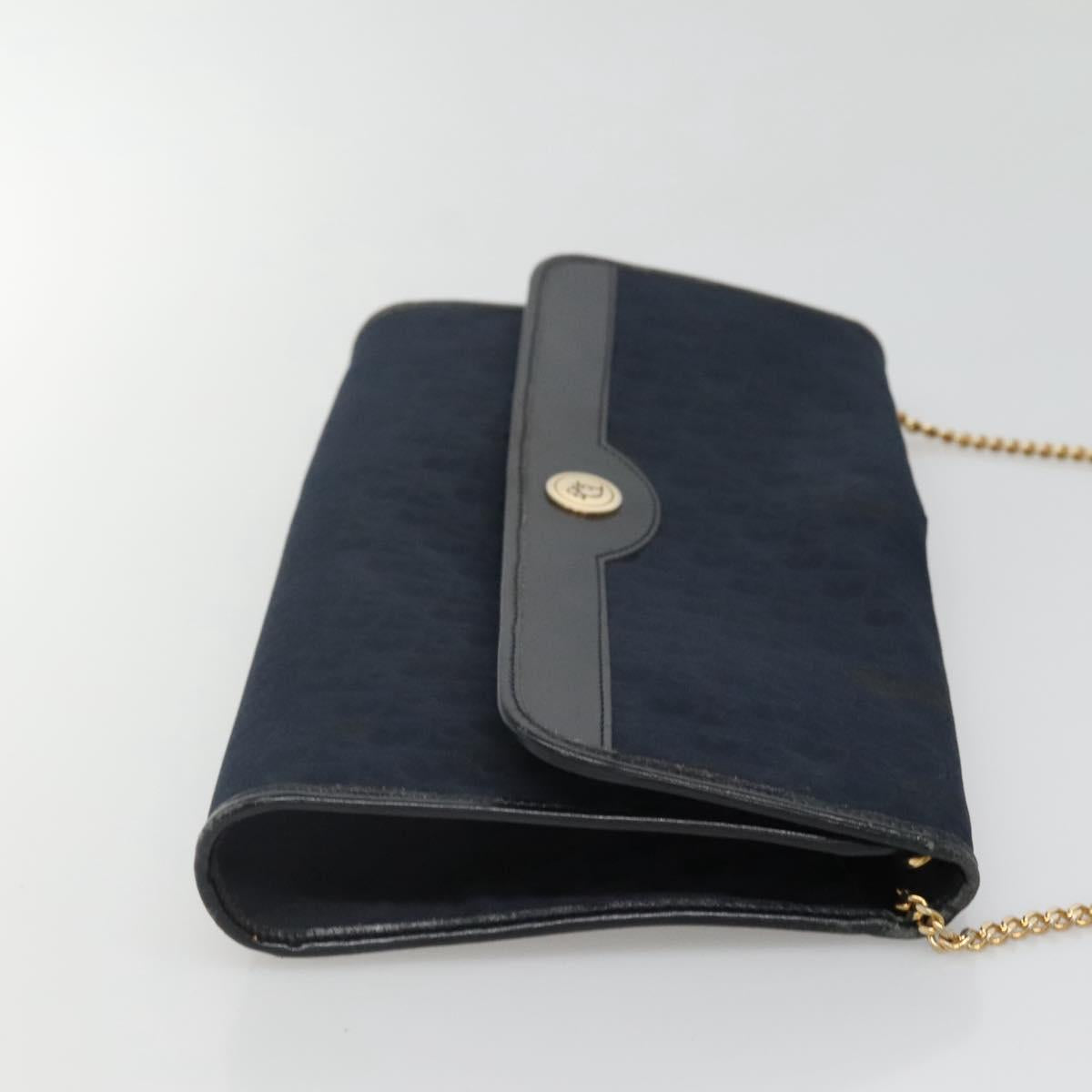 Christian Dior Trotter Canvas Chain Shoulder Bag Navy Auth MY380