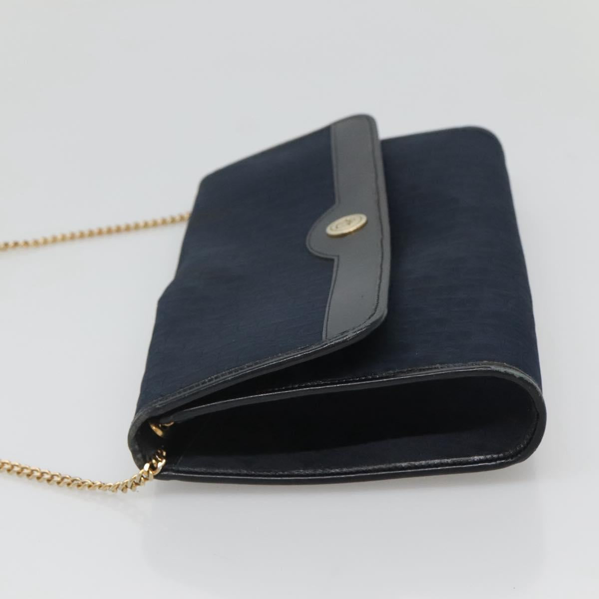 Christian Dior Trotter Canvas Chain Shoulder Bag Navy Auth MY380