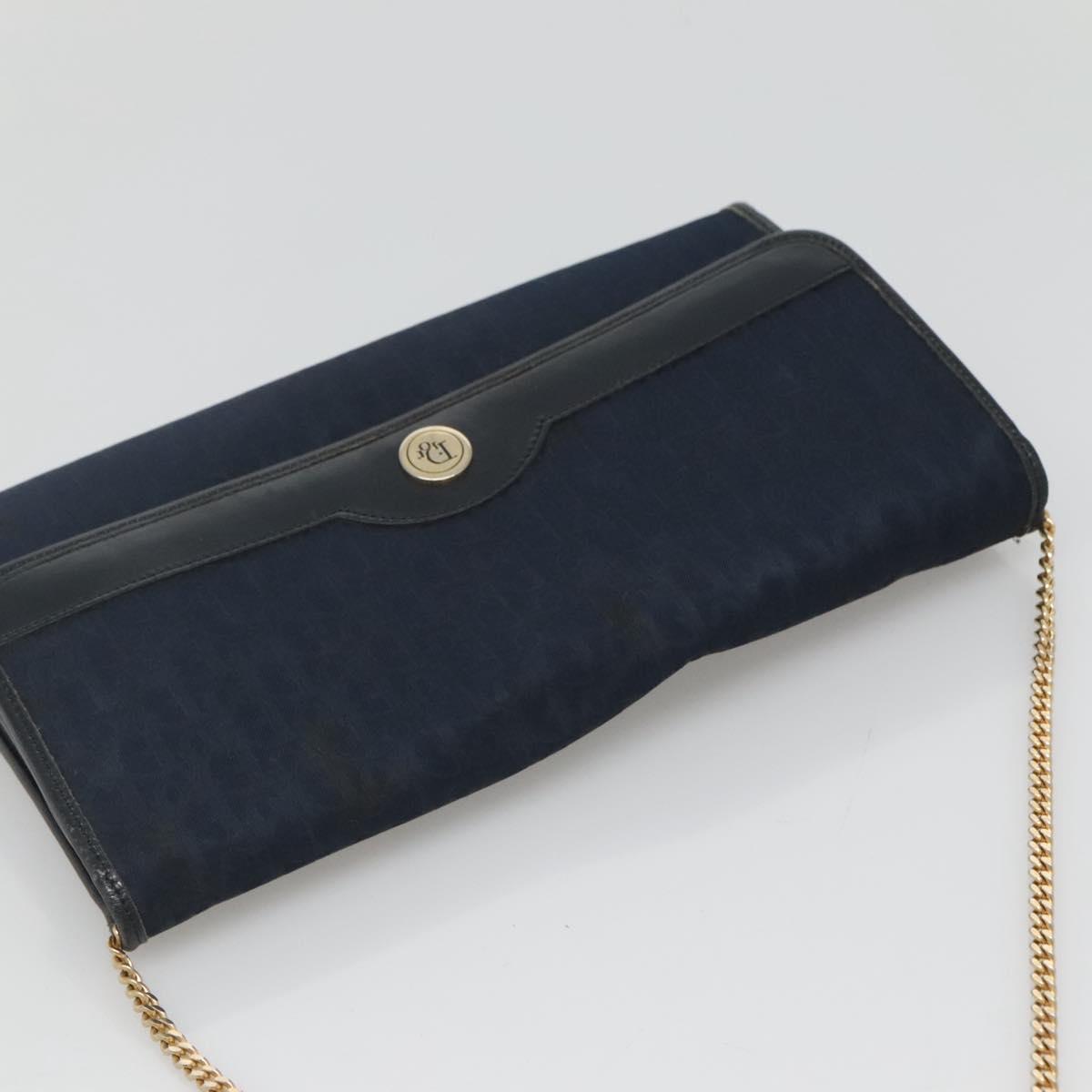 Christian Dior Trotter Canvas Chain Shoulder Bag Navy Auth MY380