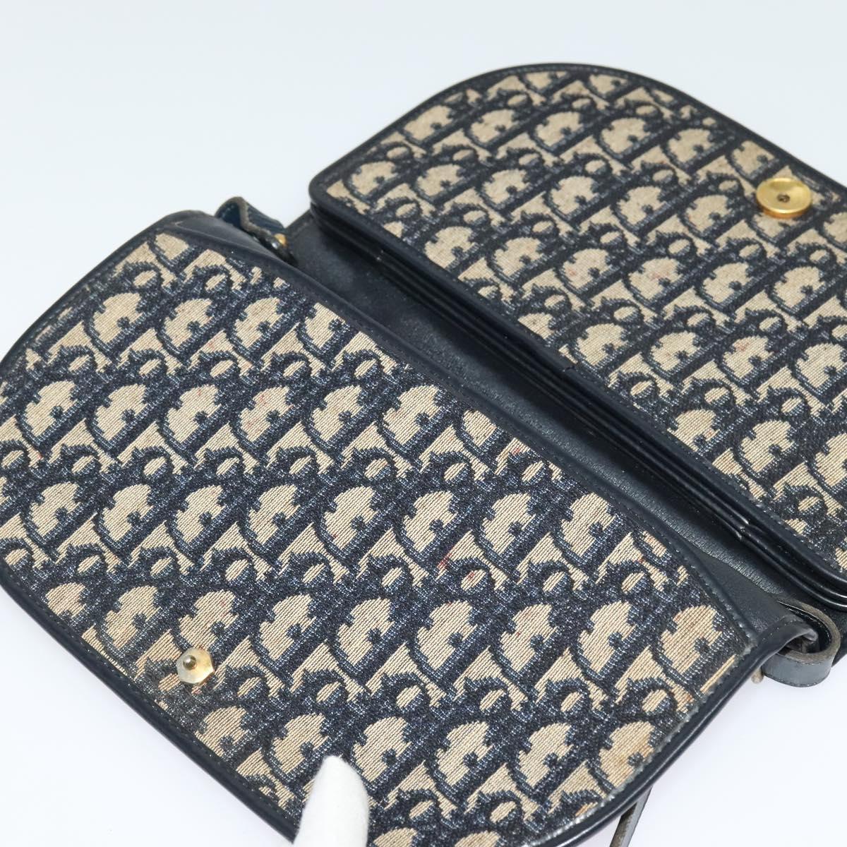 Christian Dior Trotter Canvas Shoulder Bag Navy Auth MY396