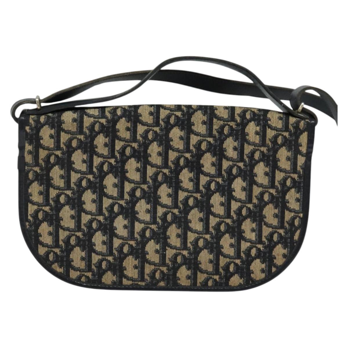 Christian Dior Trotter Canvas Shoulder Bag Navy Auth MY396