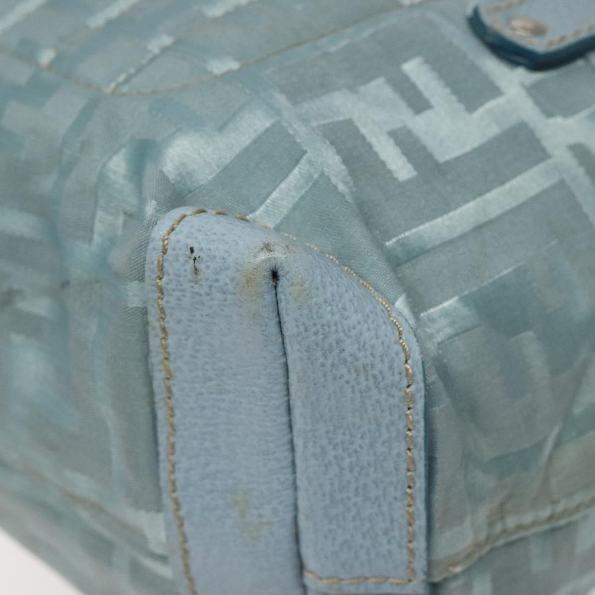 FENDI Zucca Canvas Hand Bag Blue Silver Auth MY411