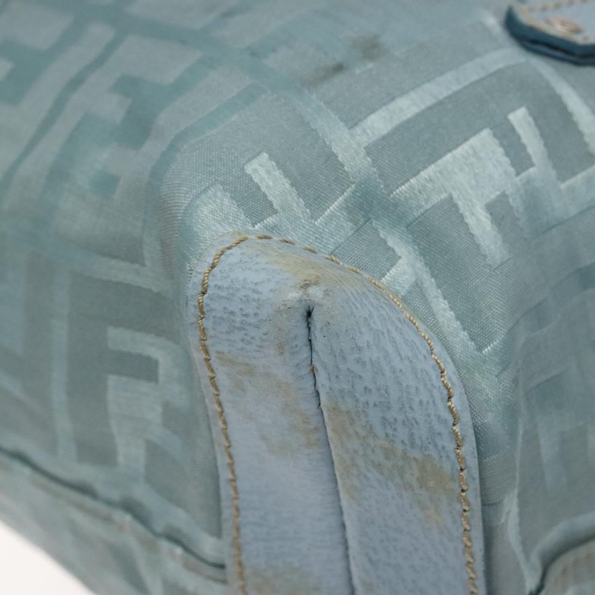 FENDI Zucca Canvas Hand Bag Blue Silver Auth MY411