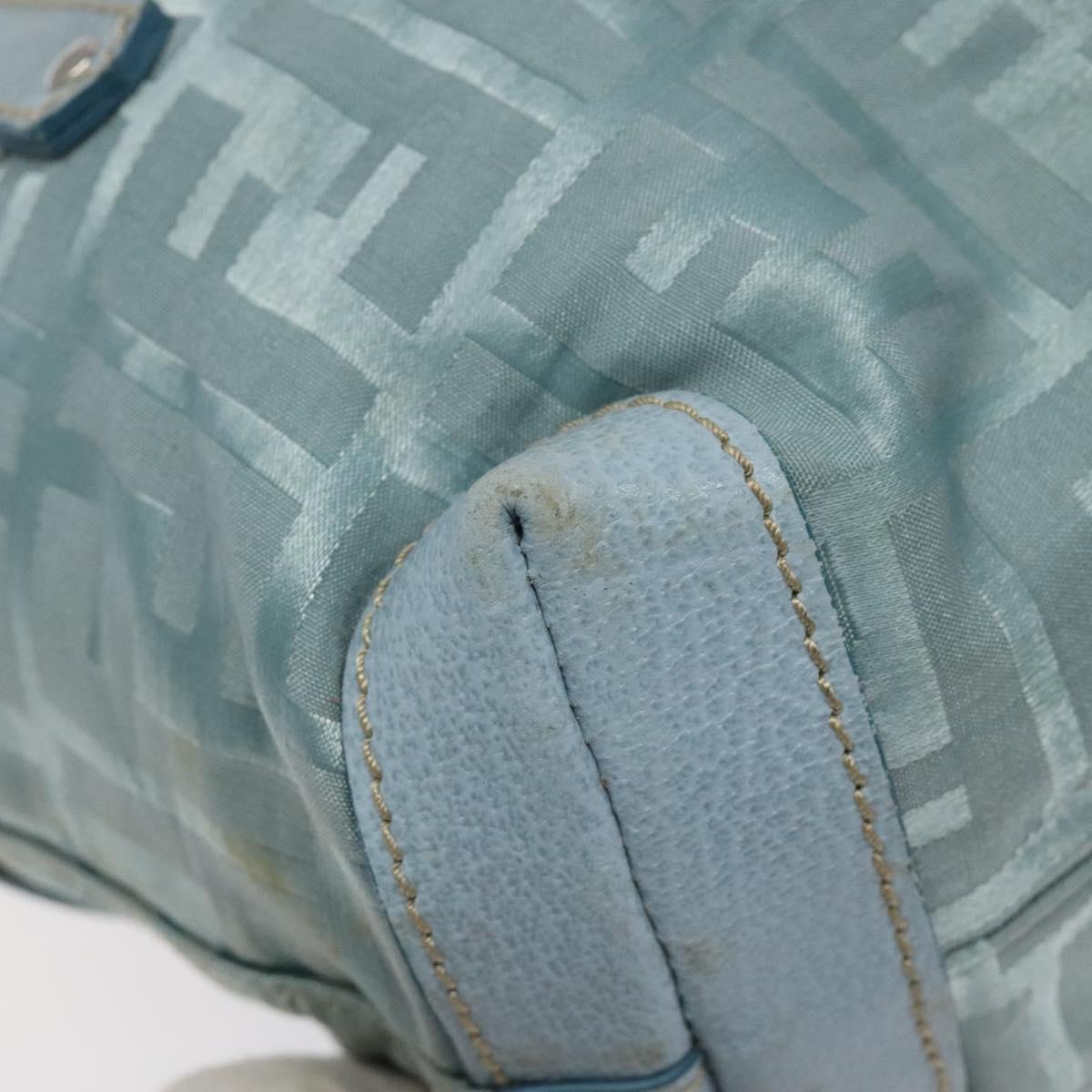 FENDI Zucca Canvas Hand Bag Blue Silver Auth MY411