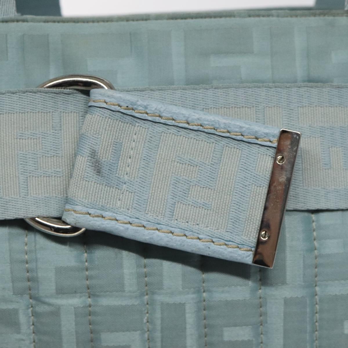 FENDI Zucca Canvas Hand Bag Blue Silver Auth MY411