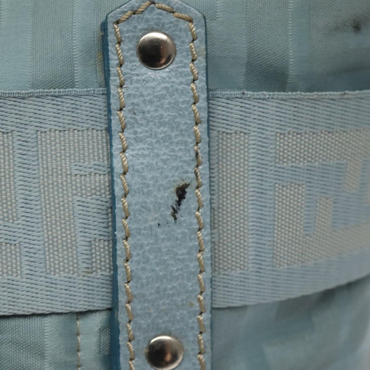 FENDI Zucca Canvas Hand Bag Blue Silver Auth MY411