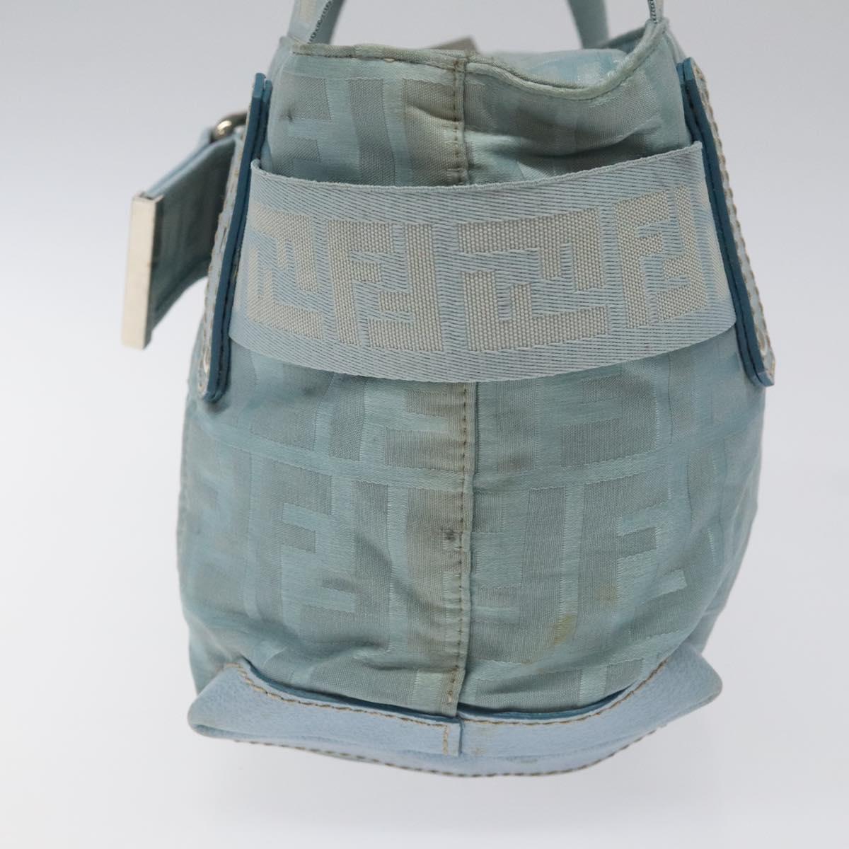 FENDI Zucca Canvas Hand Bag Blue Silver Auth MY411