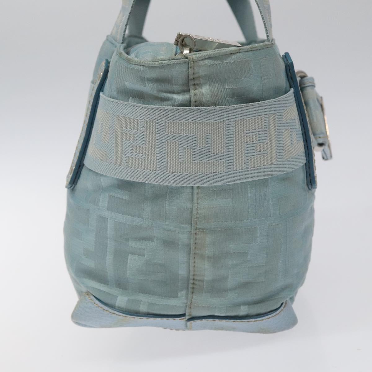 FENDI Zucca Canvas Hand Bag Blue Silver Auth MY411