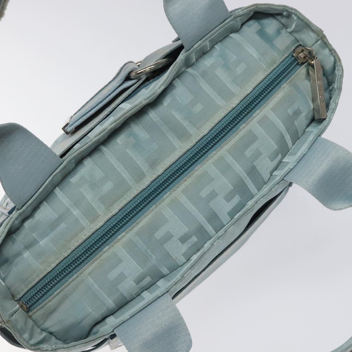 FENDI Zucca Canvas Hand Bag Blue Silver Auth MY411