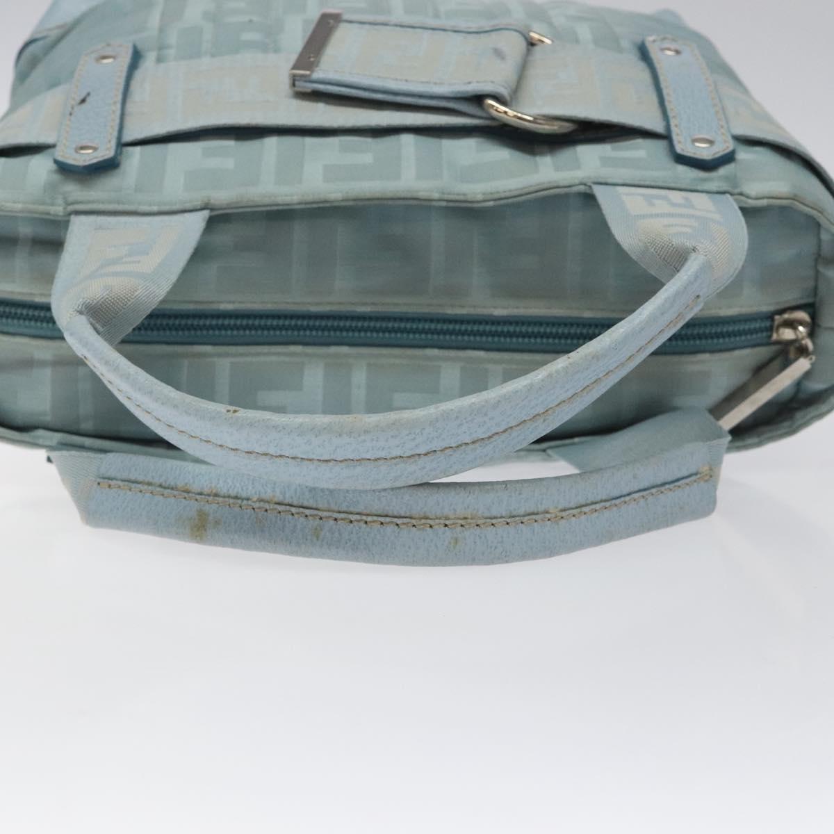 FENDI Zucca Canvas Hand Bag Blue Silver Auth MY411