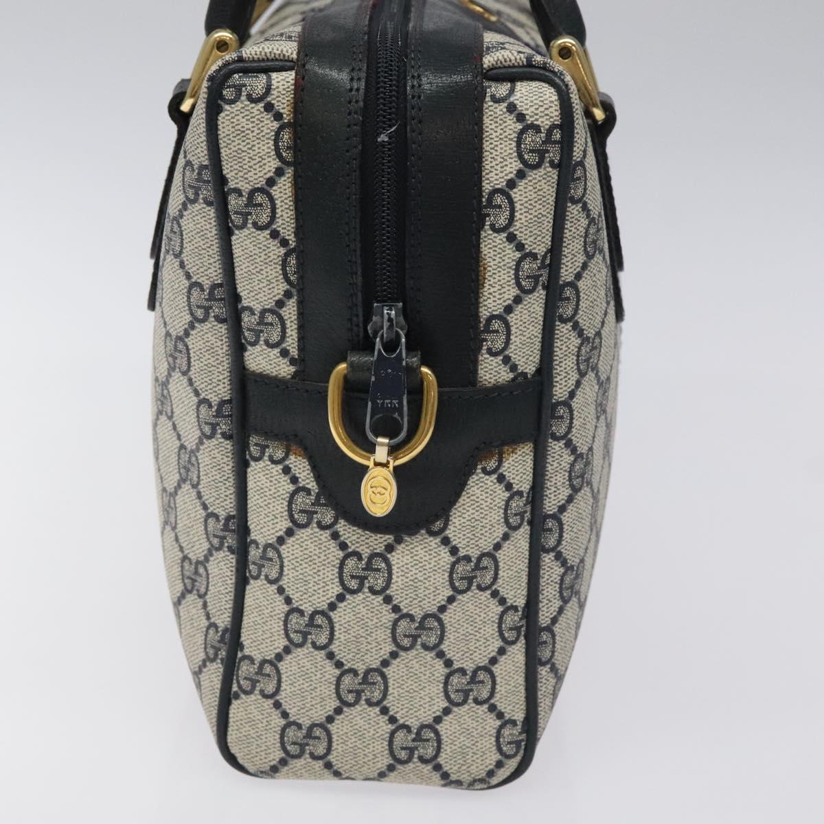 GUCCI GG Supreme Sherry Line Hand Bag PVC Leather Navy Red 67 02 3839 Auth MY414