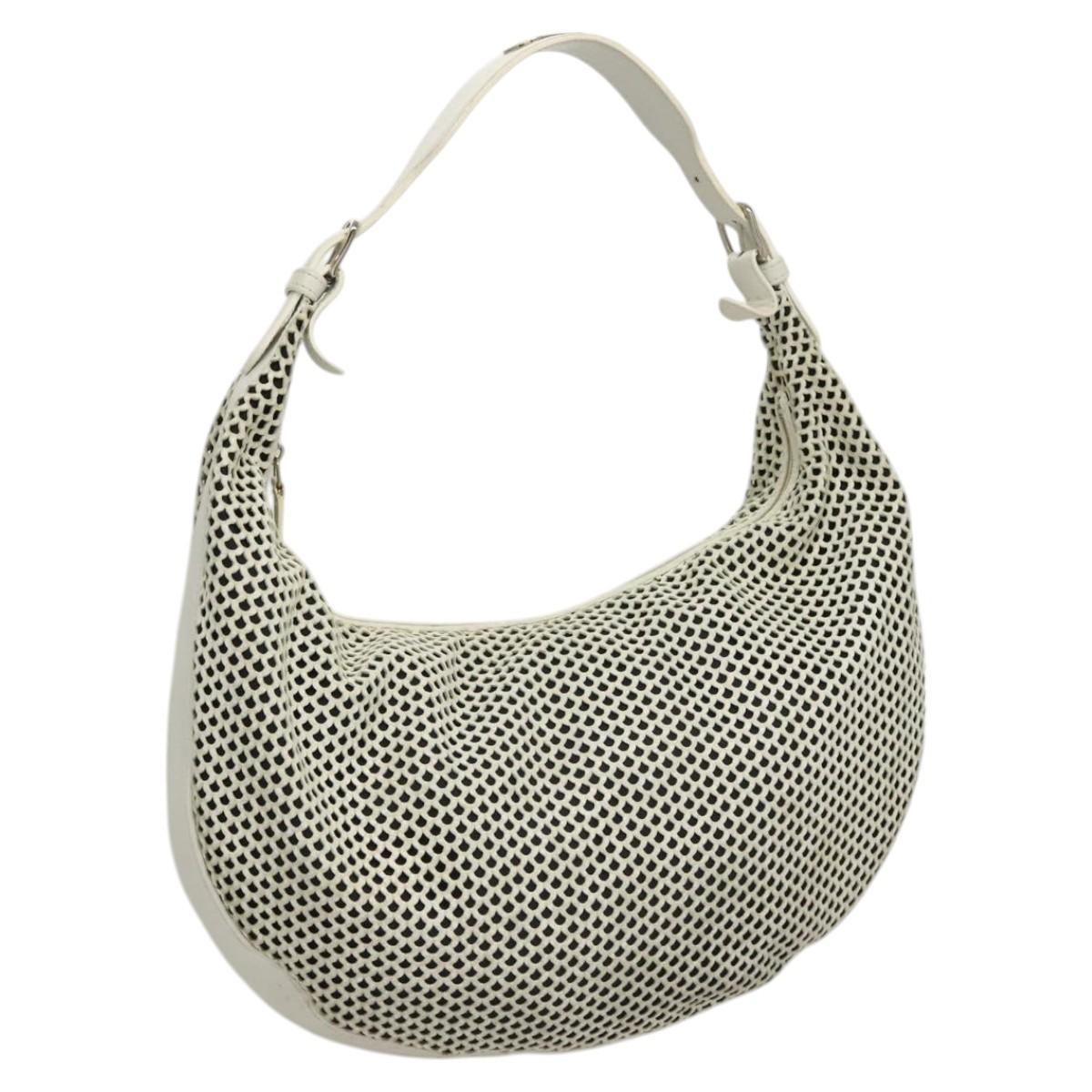 Christian Dior Shoulder Bag Leather White Auth MY419