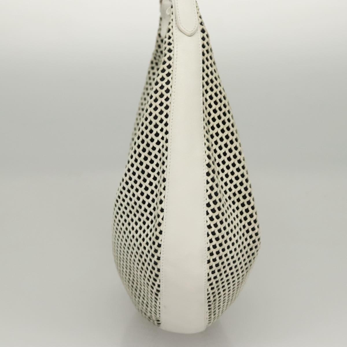 Christian Dior Shoulder Bag Leather White Auth MY419