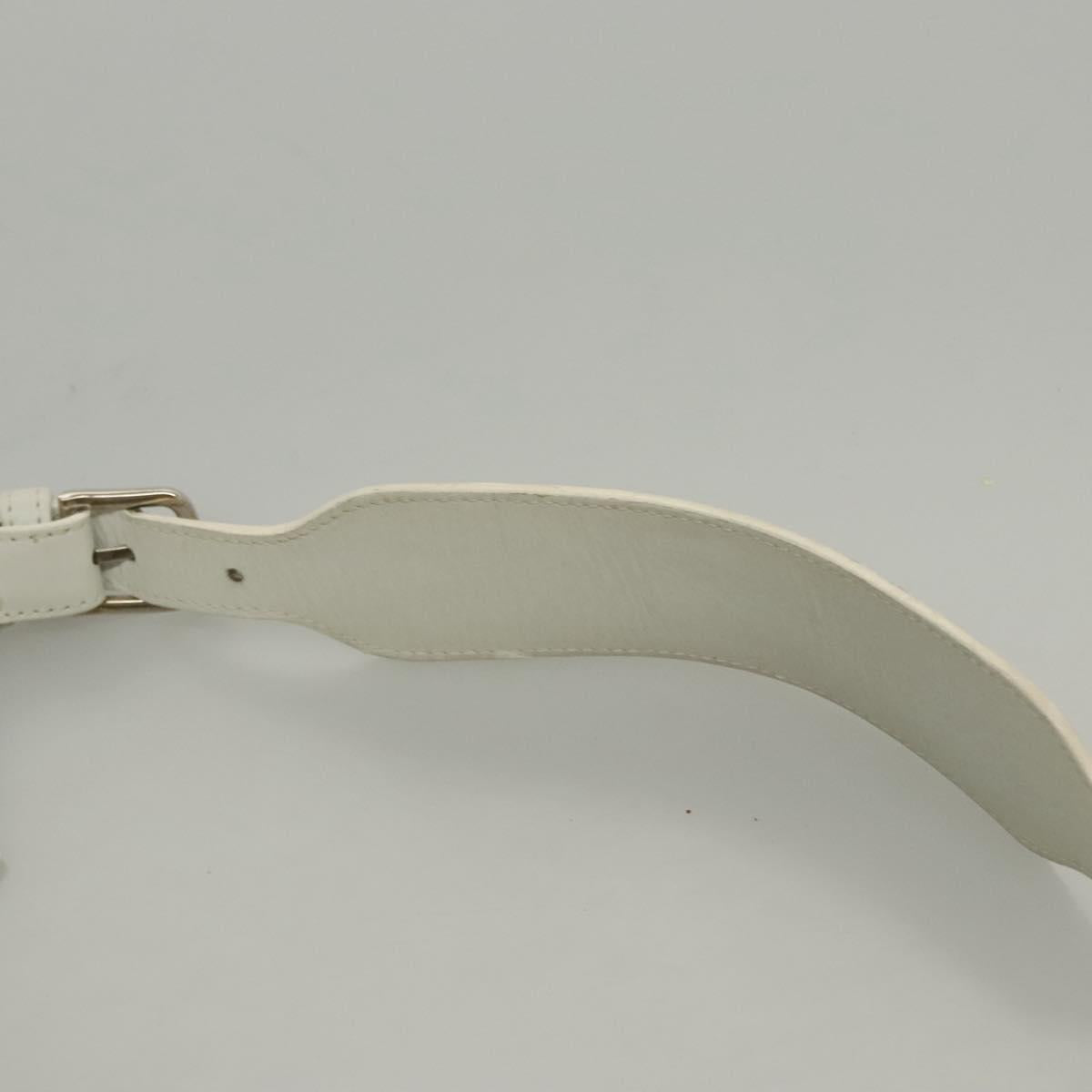 Christian Dior Shoulder Bag Leather White Auth MY419