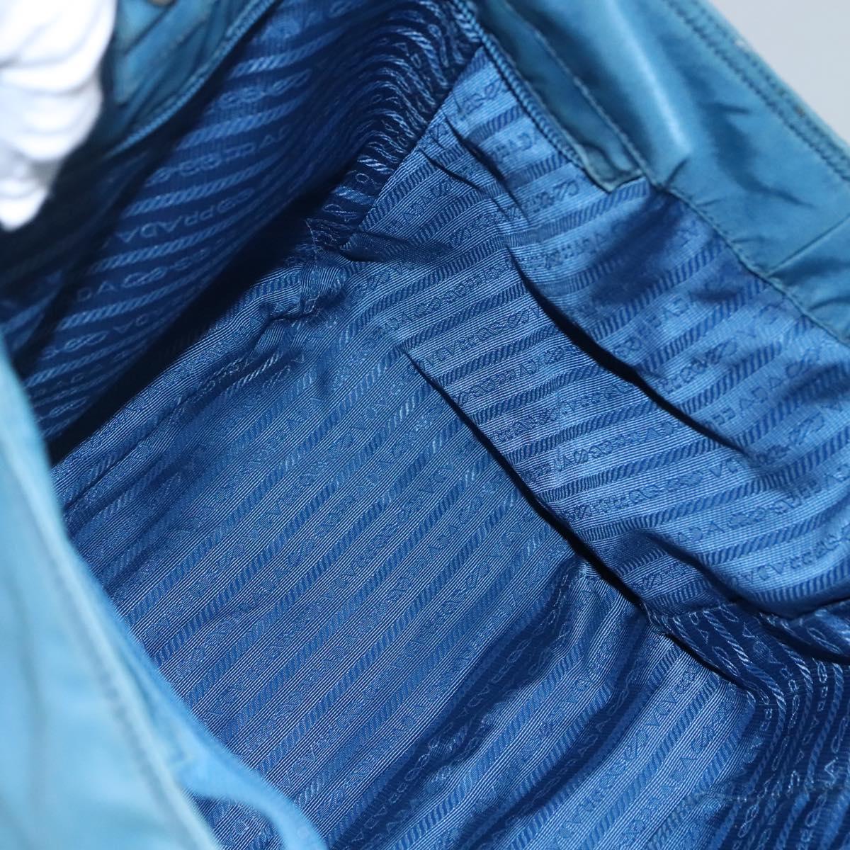 PRADA Hand Bag Nylon Blue Auth MY446