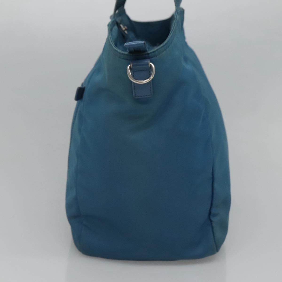 PRADA Hand Bag Nylon Blue Auth MY446