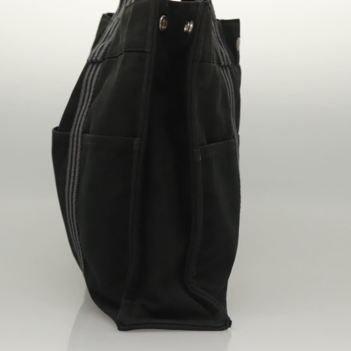 HERMES Fourre Tout MM Hand Bag Canvas Black Auth MY447
