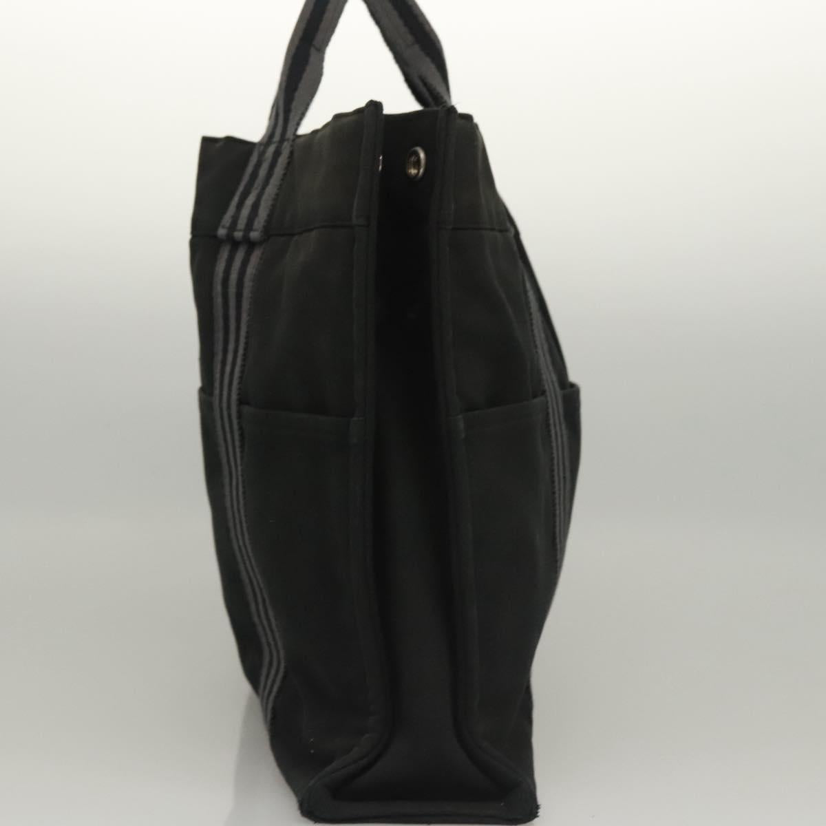 HERMES Fourre Tout MM Hand Bag Canvas Black Auth MY447