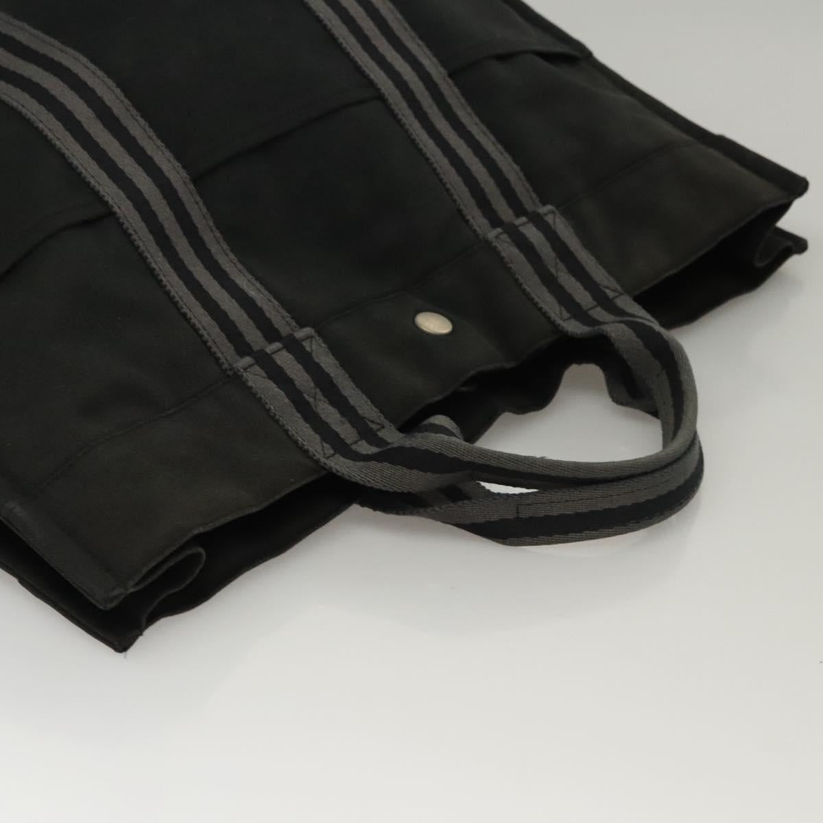 HERMES Fourre Tout MM Hand Bag Canvas Black Auth MY447