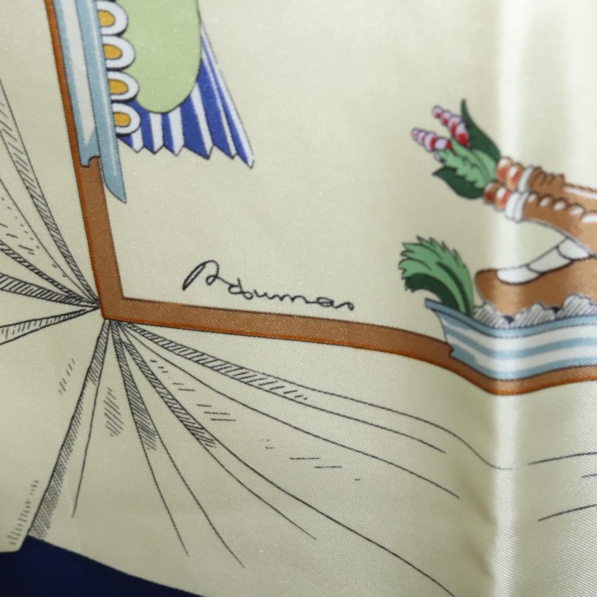 HERMES Carre 90 Scarf A LA GLOIRE DE LA CUISINE FRANCAISE Silk Beige Auth my464
