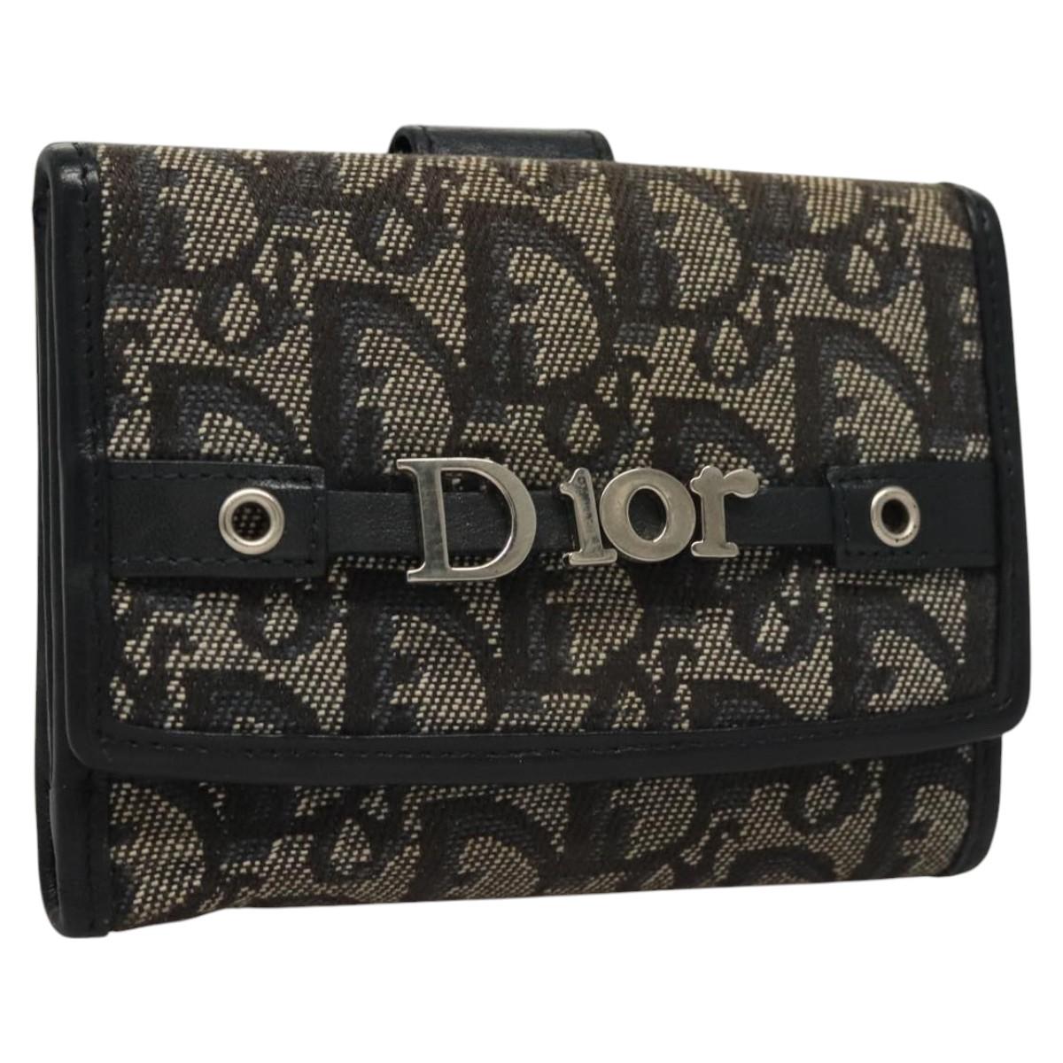 Christian Dior Trotter Canvas Wallet Navy Auth MY473