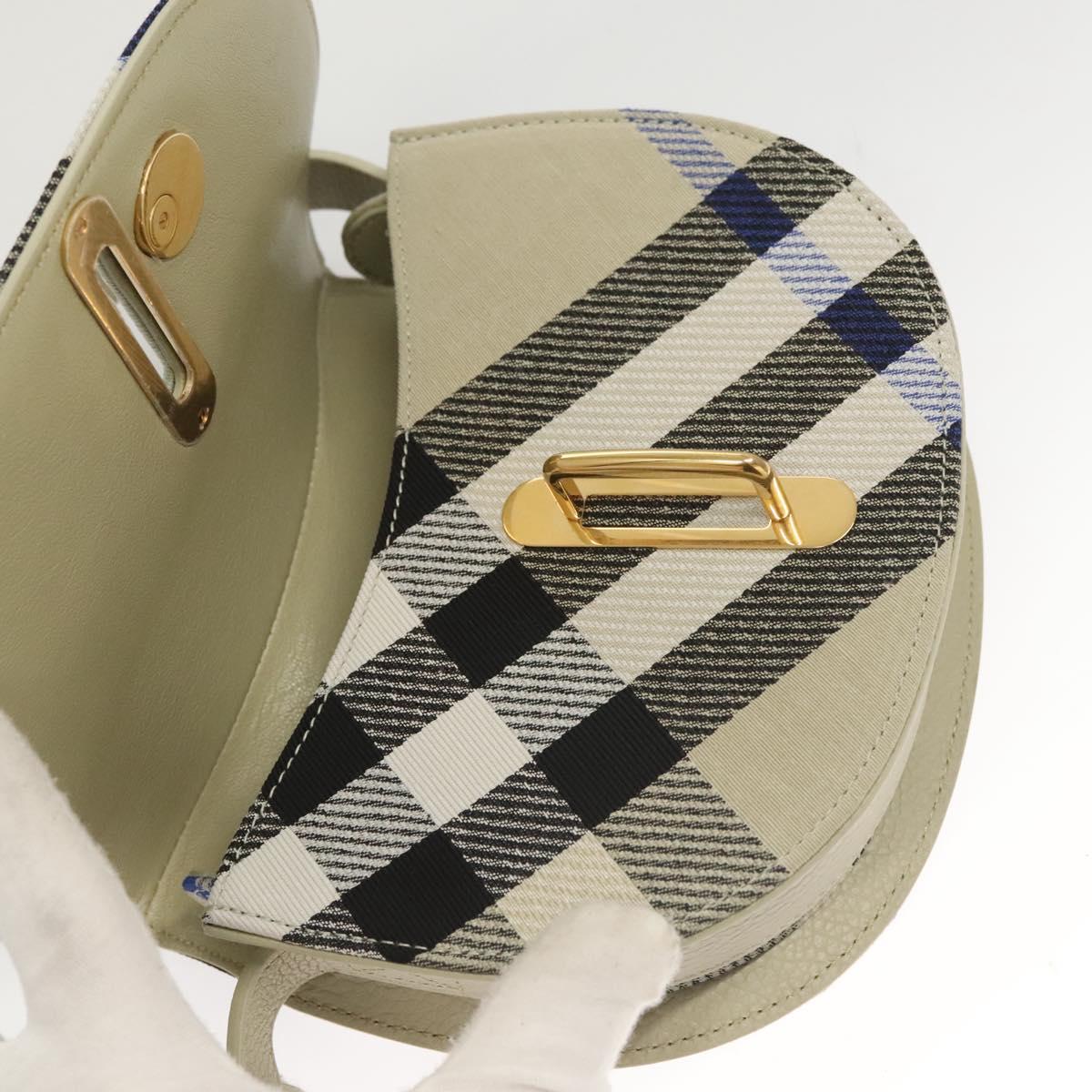 BURBERRY Nova Check Shoulder Bag Canvas Gray Auth MY484V