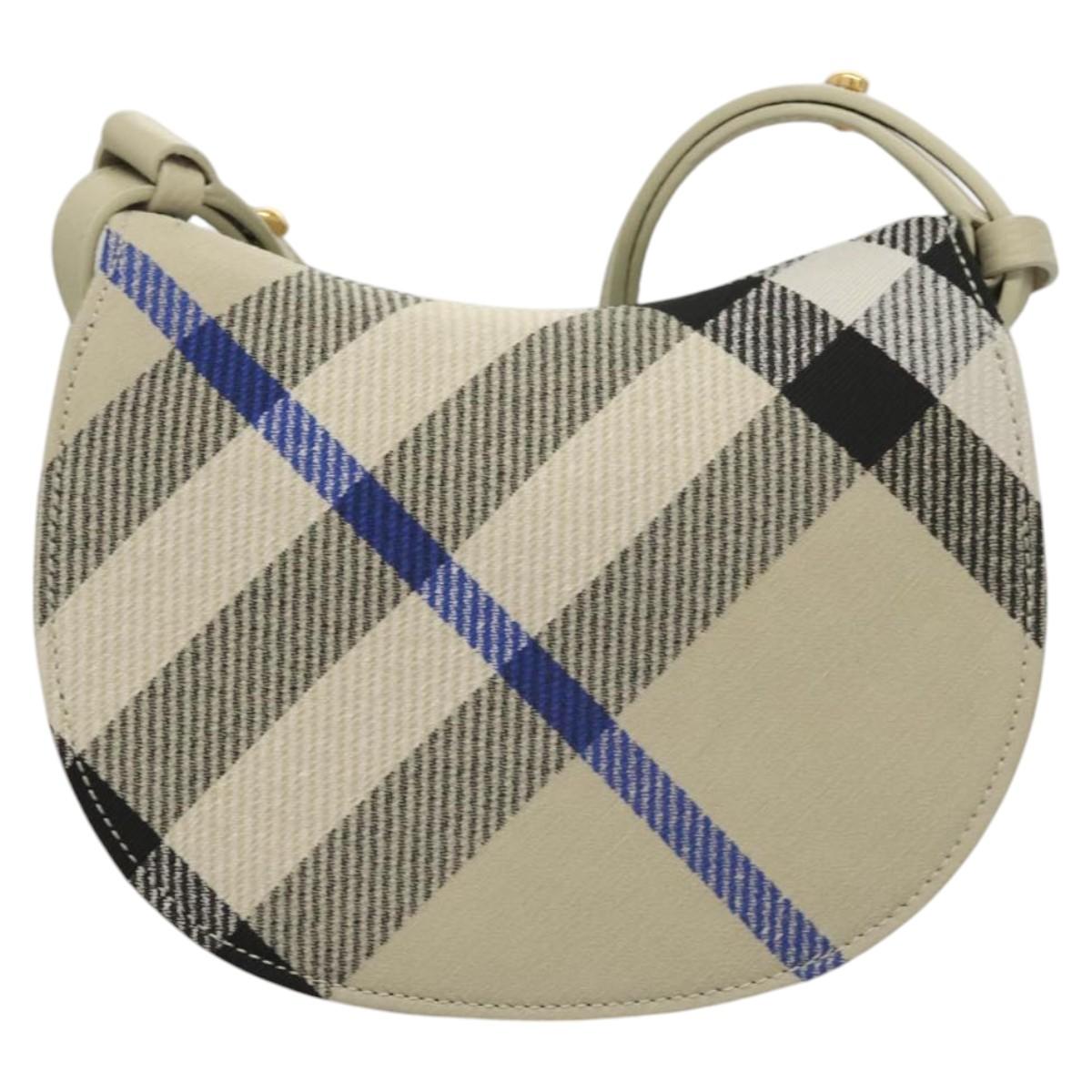 BURBERRY Nova Check Shoulder Bag Canvas Gray Auth MY484V